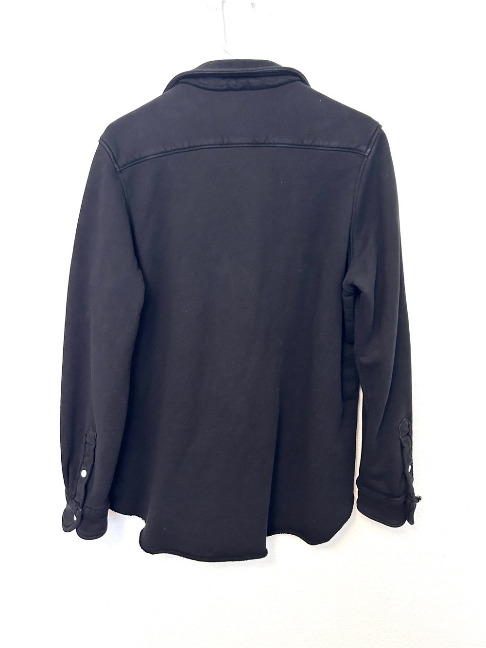 Frank & Eileen Triple Fleece Relaxed Button Up Shirt Raw Edge Black Size Large - Picture 8 of 13